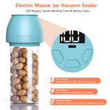 Zivif Electric Mason Jar Vacuum Sealer, Rechargeable Vacuum Sealing Kit for Wide & Regular Mouth Mason Jars, Automatic Jar Sealer for Canning and Food Storage, Includes Lids & Accessories, Blue