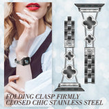 Bling Black Band Compatible with Apple Watch Bands for Women 41mm 40mm 38mm 42mm Series 11 10 9 8 7 6 5 4 SE 1 2 3, Cute Metal Brazalete, Adjustable Bracelet for Iwatch Band Jewelry Black