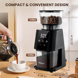 Ollygrin Electric Conical Burr Coffee Grinder, Coffee Grinder with 30 Grind Settings, Touchscreen Coffee Grinder for Home Use, Compact Coffee Bean Grinder for Espresso, Drip, French Press
