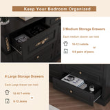 Mekminop Extra Large 9 Drawers Dresser for Bedroom, Wood Chest of Drawers with Gold Knobs, Tall Storage Dressers Organizer for Living Room, Hallway (63" W x 15.75" D x 39.4" H) (Black)