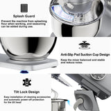 8.45 QT All Metal Stand Mixer,10 Speed Large Capacity Kitchen Mixer with Digital Timer & Tilt-Head, Electric Mixer with Whisk Dough Hook Mixing Beater (Silver)