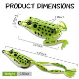 Weedless Topwater Frog Lures - 5PCS Hollow Body Frog Lures for Walleye Fishing, Realistic Soft Plastic Swimbaits with Double Hooks for Freshwater Saltwater, Musky Pike Trout Snakehead