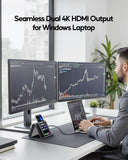 Laptop Docking Station Dual Monitor 4K@60Hz, 6*USB-C/A, PD3.0, Windows Only