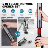 Electric Wine Opener Set for Red Wine, Rechargeable Automatic Wine Corkscrew Bottle Opener with Foil Cutter, Vacuum Stopper, Wine Pour for Wedding Party Home Gifts