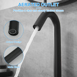 BWE Touchless Bathroom Sink Faucet, Black Automatic Motion Sensor Faucet,Hand-Free Electric Smart Commercial Sink Faucet,with Hole Cover Plate and Control Box,Battery or Plug-in Powered
