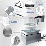 Commercial Deep Fryer, 11.5 QT/11 L Electric Deep Fryer with Single Basket and Lid, Stainless Steel Deep Fryer with Temperature Control