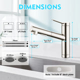 CREA Kitchen faucets, Bar Sink Faucet, Kitchen Sink Faucet Pull Out Brushed Nickel Single Handle Prep Wet Commercial Modern rv Low Arc Faucet