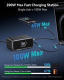 MOKiN 200W Charging Station with Retractable Cord, 6-Port Desktop Charger