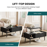 NEWBULIG Wood Lift Top Coffee Table with Storage for Living Room, Black