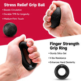FitBeast Hand Grip Strengthener Workout Kit (5 Pack), 2 Forearm Grip Adjustable Resistance Hand Gripper, Finger Stretcher, Grip Ring & Stress Relief Grip Ball for Athletes (Black) FitBeast