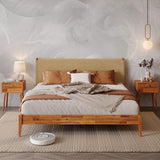 Bme Selina King Bedframe with Headboard, US Patent, Acacia Wood, Caramel