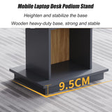 Professional Adjustable Wooden Podium with 4 Rolling Wheels, Portable Lectern for Weddings, Churches, Schools & Events - Sturdy, Versatile, Easy to Move