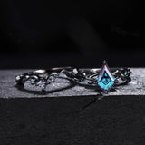 Alexandrite ring set women Vintage wedding ring set for women Kite