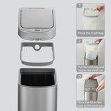Trash Can, 1.8 Gallon Smart Opening Garbage Bin for Bathroom, Bedroom, Kitchen, Office 7 Liter Compact Stainless Steel