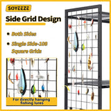 SOYEEZE Fishing Rod Holders for Garage, 4 Tier Adjustable Fishing Pole Holders Up to 12 Rods, Fishing Rod Rack with Lockable Wheels for Large Tackle Box Storage and Fishing Equipment Organization