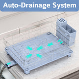 Ricobes Dish Drying Rack - Space Saving Dish Rack - Dish Racks for Kitchen Counter with Drainboard, Blue