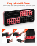 VEVOR Aerobic Exercise Step Platform, 28-Inch Workout Aerobic Stepper, Height Adjustable Fitness Training Step Deck Trainer with 4 Risers, Non-Slip Surface Bench for Home Gym Cardio Strength, Red