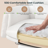 SEDETA Cross Legged Office Chair with Flip Armrests, 4 Headrest Angles, Big and Tall Criss Cross Chair with 30'' High Back, 155° Reclining, Foot Rest, Waist Pillow, Wide Seat, White PU Leather