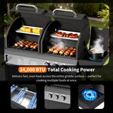 Garvee 3 Burner Propane Gas and Charcoal Grill Combo with Side Burner, Outdoor Dual Fuel Grill with Storage Cabinet for Patio & Party & Kitchen & Backyard Barbecue