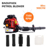 ZTGD 80CC Gas Powered Backpack Leaf Blower 900CFM, Powerful 206MPH Extreme Duty 2-Cycle Petrol Powered Leaf blowers