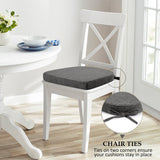 Wellsin Chair Cushions for Dining Chairs 6 Pack - Kitchen Chair Cushions with Ties and Non-Slip Backing
