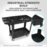 Simpli-Magic Rolling Utility Cart on Wheels, Heavy Duty with Ergonomic Handle, Deep Shelves for Garage, Warehouse, Workshop, 600-Pound Capacity, 40x33x17-Inch, Steel, Black