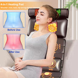 Vibration Massage Mat,Full Body Vibrating Heating Massage Pad,10 Vibration Motors,3 Strength Adjustments, with Detachable Neck Massage Headrest and Multifunctional Leg,Foot Massagers,for Home Office