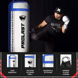 PROLAST 4Ft 135Lb XL Heavy Punching Boxing Bag for Adults, MMA, Martial Arts, Muay Thai, Kicking, Strength Training Equipment, Filled, New Edition Logo, White and Blue