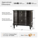 HULALA HOME Solid Wood Storage End Tables with Hidden Pull-Out Shelf, Transitional 2 Drawer Side Tables with Charging Station, Large SideTables with USB Ports, Easy Assembly, (Set of 2, Charcoal)