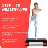GYMMAGE Aerobic Exercise Stepper - Adjustable Height Workout Platform, 26.5" Step Deck with 4", 6", 8" Risers, Women's Home Gym Cardio Fitness