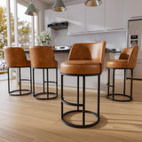 Ollega 26" Brown Counter Height Bar Stools Set of 4, Anti-Pinch Swivel