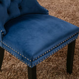 MOOLSUN Velvet Dining Chairs Set of 4, High Back Side Chairs, Modern Padded High-End Tufted Upholstered Chairs with Button-Tufted Back & Rear Pull Tabs, Solid Wood Legs E-Blue(Solid Wood Legs)