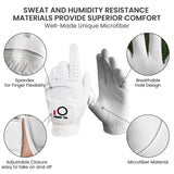 VEASAERS Golf Gloves Men Value 10 Pack Left Hand for Right Handed Golfer, Men's Glove (10Pack White, Medium(Worn On Left Hand))
