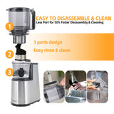 VITAPLUS Stainless Steel Auger Cold Press Juicer, AC Motor Slow Masticating Juicer, Plastic-Free Extractor for Whole Fruits & Vegetables, 5.8" Wide Chute, BPA-Free, Easy to Clean, FDA21 CFR Tested