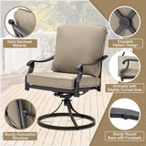 MELLCOM Swivel Patio Chairs Set of 8 with Khaki Cushions for Outdoor Dining