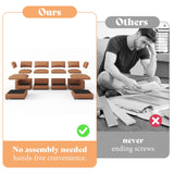 AMERLIFE 152 Inches Modular Sectional Couch, Feather Down Filled Sectional Sofa, 6 Seats U Shaped Couch with Chaise, Ottoman, Oversized Sofa for Living Room Apartment, Brown Anti-Scratch Leathaire