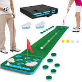 KEMLDIVS Golf Putting Game Set, Detachable Golf Putting Green Mat with 4 Balls, 2 Cups & Flags, 1 Portable Bag for Indoor & Outdoor Party Game Use