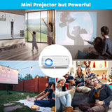 Mini Projector, HD Portable Projector 1080P Full HD Supported, Movie Projector Compatible with Smartphone, White Puxinat