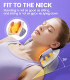 K.TAKHOI Shoulder and Neck Heating Massage Pillow, Electric Neck Massager with Heat, 3 Modes & Adjustable Strength, Deep Tissue Cervical Massager for Neck Shoulder Pain Relief, White Purple