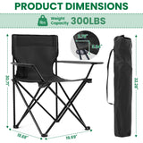 4 Pack Folding Camping Chairs for Adults,Foldable Portable Lawn Chairs with Carry Bag & Cup Holder, Compact Design for Camp,Beach, Picnics,and Fishing Supports 300LBS（Black）