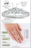 ALLORYA 1/4 Carat Round Lab Grown White Diamond Twisted Three Stone Engagement Ring for Women in 925 Sterling Silver Size 9