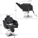BarberPub Classic Recliner Leathern Barber Chair Antique Heavy Duty Hair Spa Salon Styling Beauty Equipment 3125