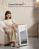 SONGMICS Lockable Jewelry Cabinet Armoire with Mirror, Wall-Mounted Space Saving Jewelry Storage Organizer, White UJJC51WT