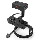 HOPOW Dual Layer Desk Clamp Power Strip, 13 Outlets 4 USB, 10FT Cord, Black