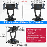 DeskLogics iPad Tablet Stand Holder for Desk - 6 inch to 13 inch - Stable, Adjustable - 360° Swivel Angle Pen Phone iPad Stand for Store, Retail Kiosk, Reception, Home Office, Gift Ideas - Black