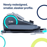 Cubii GO Aqua - Compact Whisper Quiet Under Desk Elliptical with LCD Monitor, Adjustable Resistance, Portable Design with Telescopic Handle & Wheels Cubii