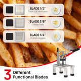 ARINOO French Fry Cutter,Professional Potato Cutter Slicer with Stainless Steel Blades,Stainless Steel Vegetable Chopper for Potato,Carrot,Cucumber,Onion,Home Use(3/8", 1/2", 1/4" Blades)