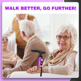BigAlex Folding Walking Cane with LED Light,Pivoting Quad Base,Adjustable Walking Stick with Carrying Bag for Men/Women