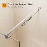 SUNNY SHOWER 32" W x 74" H Walk In Shower Door 5/16" Tempered Shower Glass Door Frameless Shower Glass Door with Support Bar, Chrome Finish