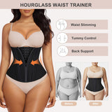 SHAPERX Waist Trainer for Women Underbust Corset Shapewear Tummy Control Workout Waist Cincher Body Shaper Zipper and Hooks, SZ7310-Black-S